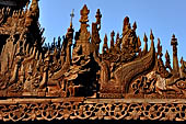 Myanmar - Mandalay, Shwe In Bin Kyaung a wonderful example of the Burmese unique teak architecture and wood-carving art. 